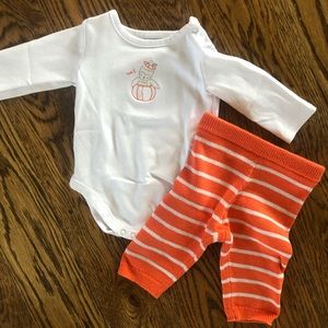 Janie & Jack Pumpkin Bodysuit & Knit Pants
